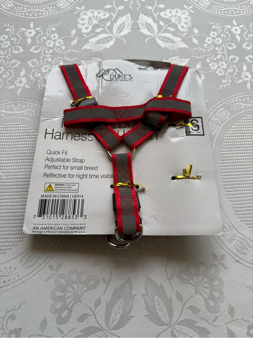 Dukes Reflective Red Dog Harness and Leash Set - Small 5Ft Leash Brand New